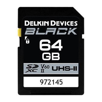 Picture of Delkin BLACK 64GB UHS-II V60 U3 300MB/s SDXC Card