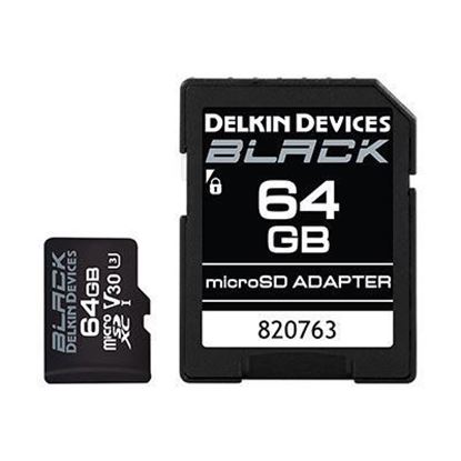 Picture of Delkin BLACK 64GB UHS-I V30 U3 90MB/s microSDXC Card